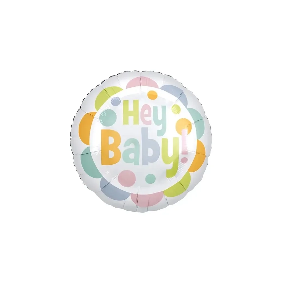 Palloncino Hey Baby Satinato standard shape 18" (45cm) in mylar, 1pz.