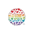 Palloncino I Love You Cuori Multicolor Iridiscienti standard shape 18" (45cm) in mylar, 1pz.