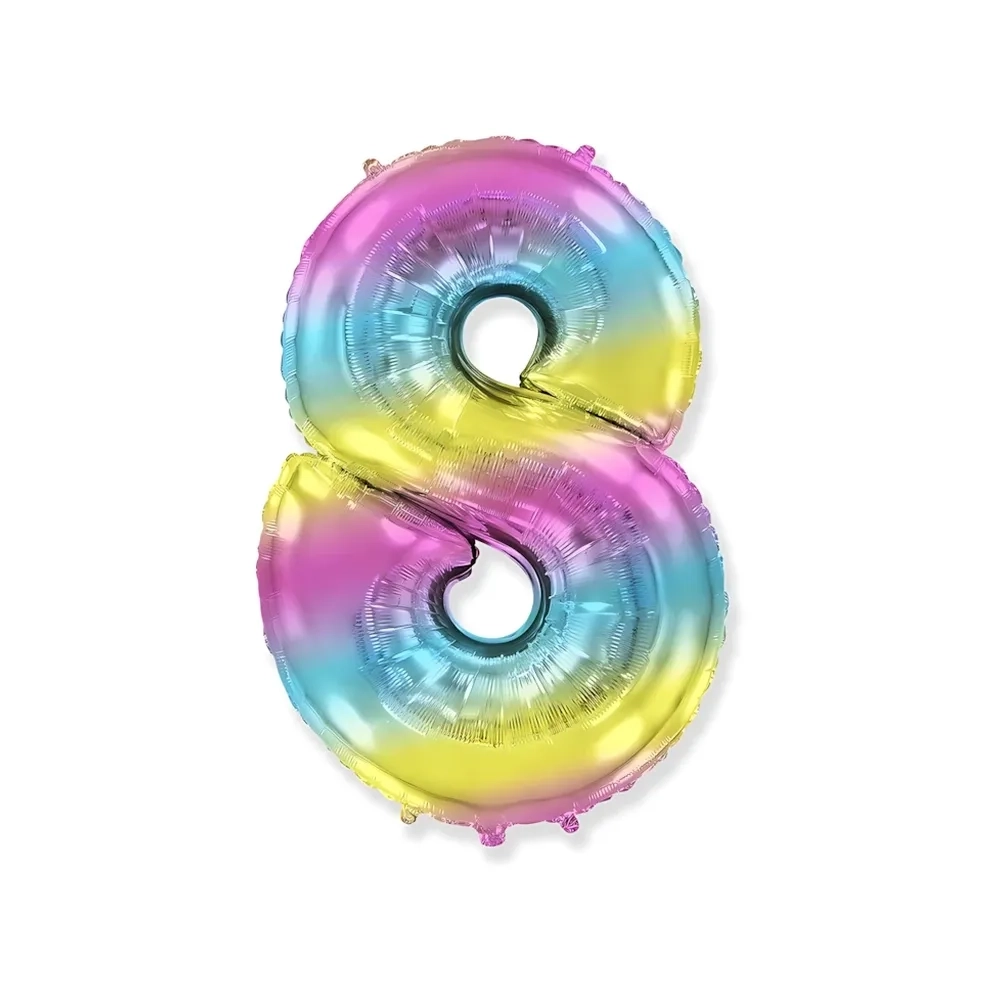 Palloncino numero 8 Multicolor Gradient super shape 40" (101cm) in mylar, 1pz.