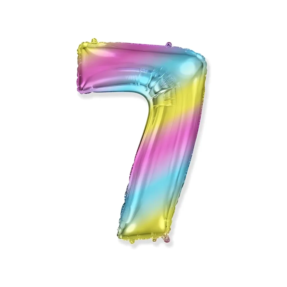 Palloncino numero 7 Multicolor Gradient super shape 40" (101cm) in mylar, 1pz.