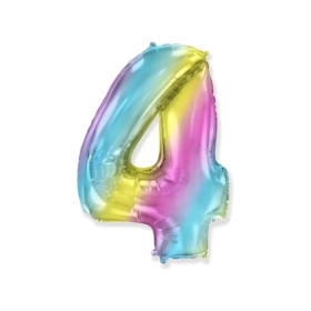 Palloncino numero 4 Multicolor Gradient super shape 40" (101cm) in mylar, 1pz.