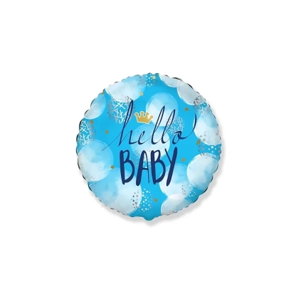 Palloncino Hello Baby Boy standard shape 18" (45cm) in mylar, 1pz.