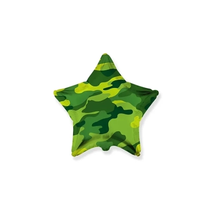 Palloncino Stella Verde Militare standard shape 18" (45cm) in mylar, 1pz.