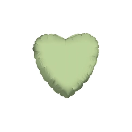 Palloncino Cuore Verde Oliva Pastello standard shape 18" (45cm) in mylar, 1pz.