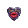 Palloncino cuore Love You Bacio standard shape 18" (45cm) in mylar, 1pz.