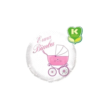 Palloncino E' una Bimba Rosa a Pois standard shape 18" (45cm) in mylar, 1pz.