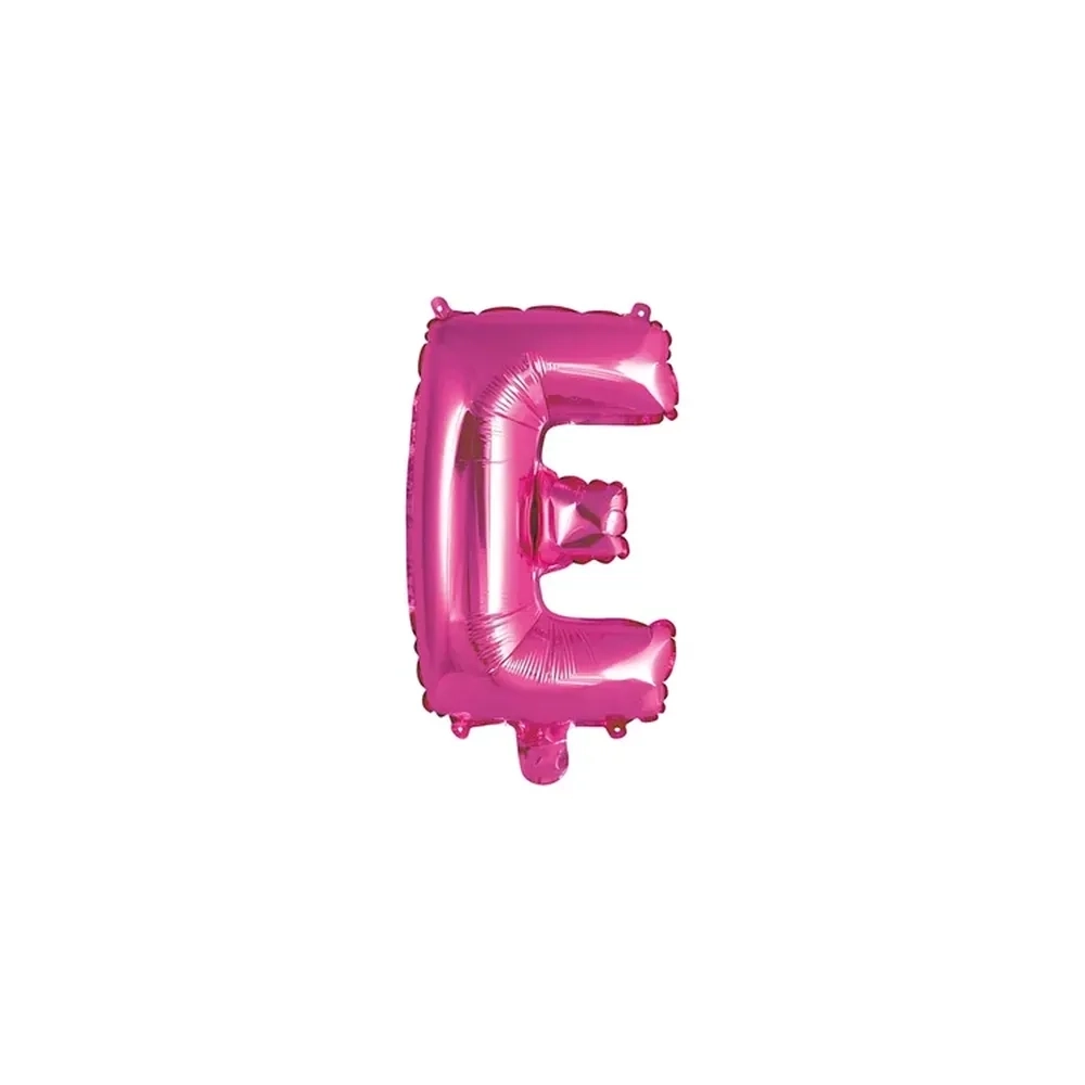 Palloncino Lettera E fucsia mini shape 14" (35cm) in mylar, 1pz.