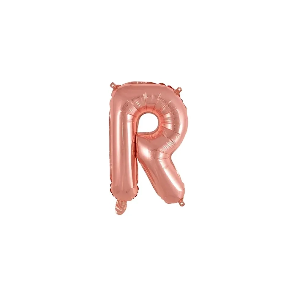 Palloncino Lettera R Rosa Gold mini shape 14" (35cm) in mylar, 1pz.