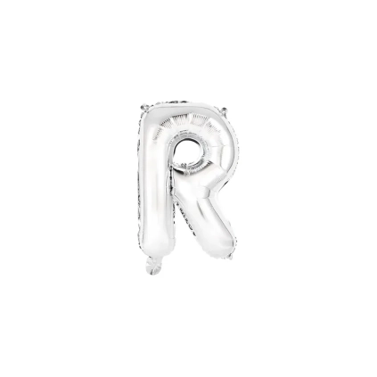 Palloncino Lettera R Argento mini shape 14" (35cm) in mylar, 1pz.