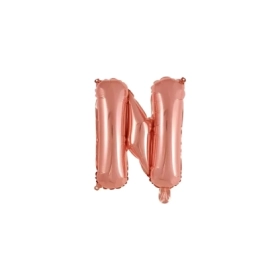 Palloncino Lettera N Rosa Gold mini shape 14" (35cm) in mylar, 1pz.