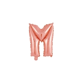 Palloncino Lettera M Rosa Gold mini shape 14" (35cm) in mylar, 1pz.