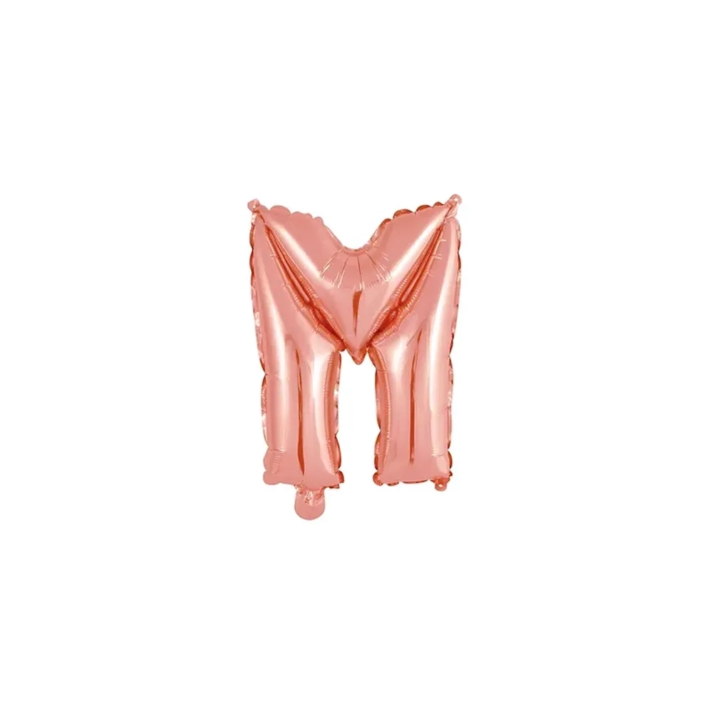 Palloncino Lettera M Rosa Gold mini shape 14" (35cm) in mylar, 1pz.