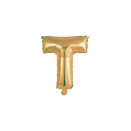 Palloncino Lettera T Oro mini shape 14" (35cm) in mylar, 1pz.