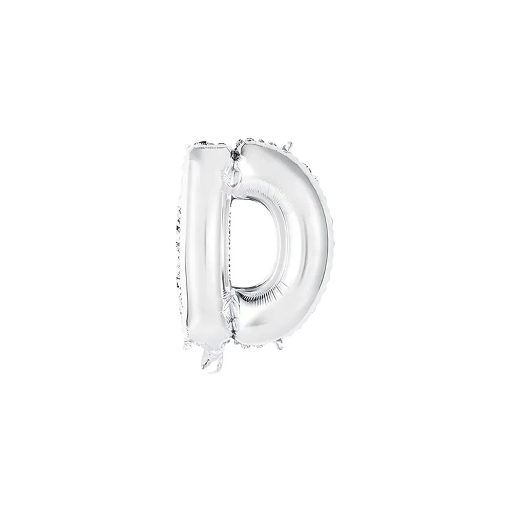 Palloncino Lettera D Argento mini shape 14" (35cm) in mylar, 1pz.