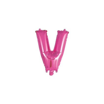 Palloncino Lettera V fucsia mini shape 14" (35cm) in mylar, 1pz.