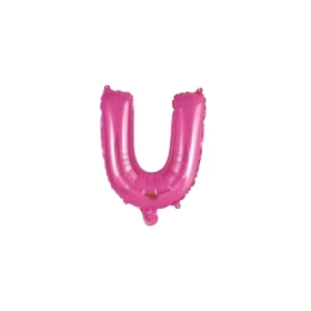 Palloncino Lettera U fucsia mini shape 14" (35cm) in mylar, 1pz.