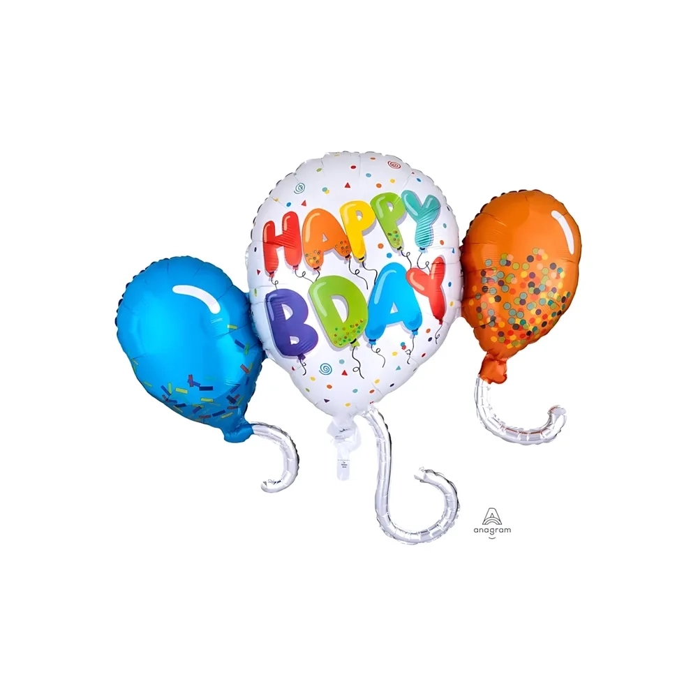 Palloncino Happy Birthday Celebration super shape 34" (86cm) in mylar, 1pz.
