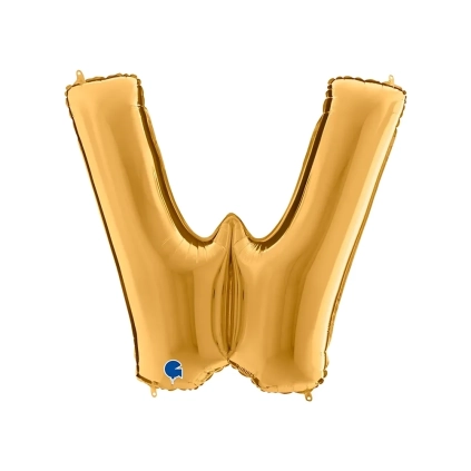 Palloncino Lettera W Oro super shape 40" (101cm) in mylar, 1pz.