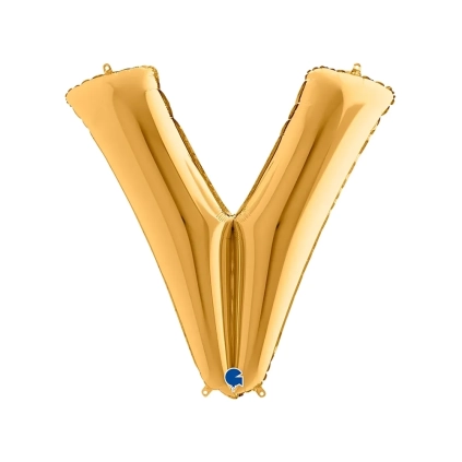 Palloncino Lettera V Oro super shape 40" (101cm) in mylar, 1pz.