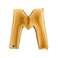 Palloncino Lettera M Oro super shape 40" (101cm) in mylar, 1pz.