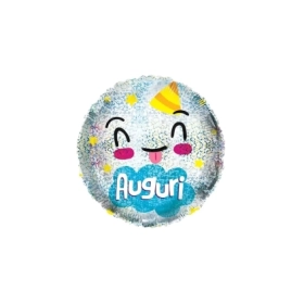 Palloncino Olografico Auguri standard shape 18" (45cm) in mylar, 1pz.
