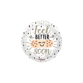 Palloncino Feel Better Soon con cerotto felice standard shape 18" (45cm) in mylar, 1pz.