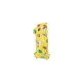 Palloncini numero 1 Giallo Hooray Party mini shape 14" (35cm) in mylar, 5pz.