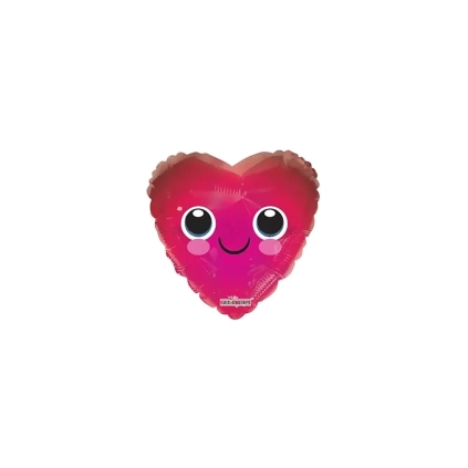 Palloncini cuore Olografico Faccia Rosso mini shape 9" (22cm) in mylar, 5pz.