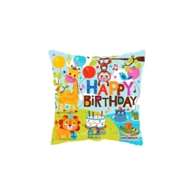 Palloncino quadrato Happy Birthday Giungla standard shape 18" (45cm) in mylar, 1pz.
