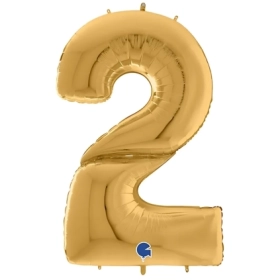Palloncino numero 2 Oro mega shape 64" (162cm) in mylar, 1pz.