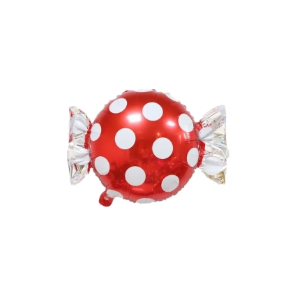 Palloncino Caramella rossa a pois Bianco super shape 25" (63cm) in mylar, 1pz.