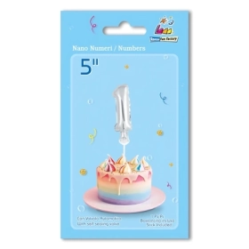 Palloncino numero 1 Argento micro shape 5" (12cm) in mylar, 1pz.