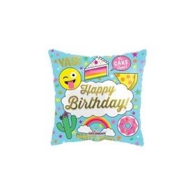 Palloncino quadrato Happy Birthday Juvenile standard shape 18" (45cm) in mylar, 1pz.