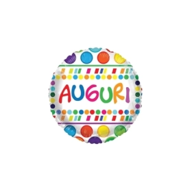 Palloncino Auguri con Pois standard shape 18" (45cm) in mylar, 1pz.