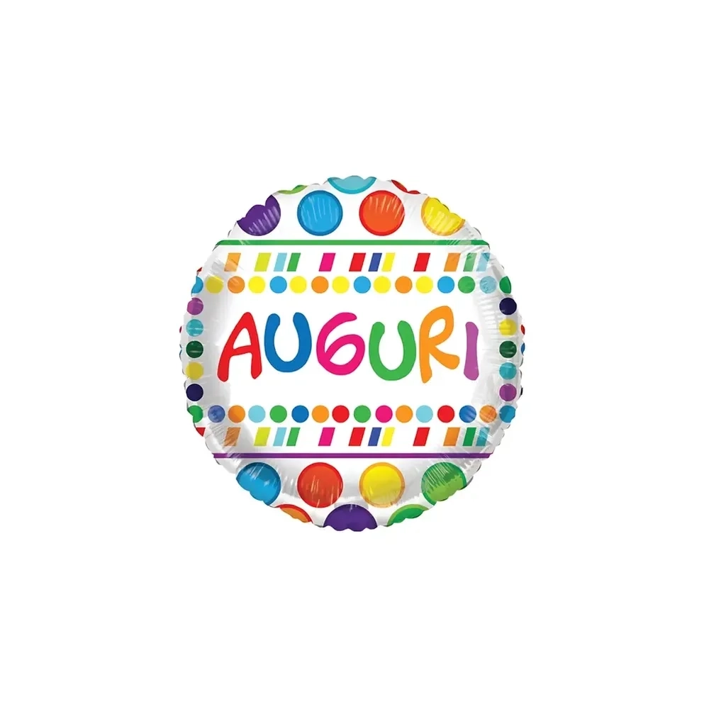 Palloncino Auguri con Pois standard shape 18" (45cm) in mylar, 1pz.