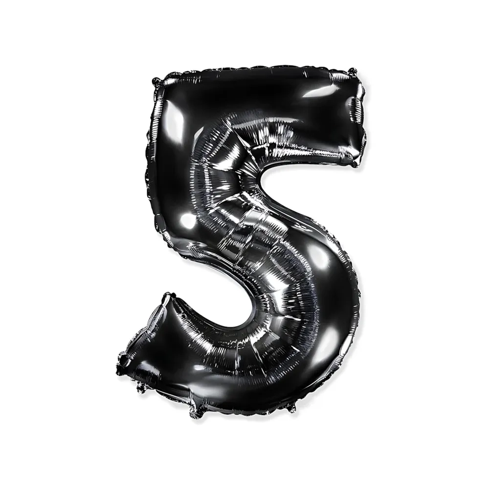 Palloncino numero 5 Nero super shape 40" (101cm) in mylar, 1pz.