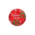 Palloncino Rosso Buone Feste standard shape 18" (45cm) in mylar, 1pz.