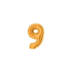 Palloncini numero 9 Oro micro shape 7" (17cm) in mylar, 5pz.