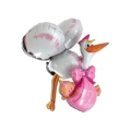 Palloncino Cicogna con dettagli Rosa, fagotto e bimbo mega shape 41" (104cm) in mylar, 1pz.