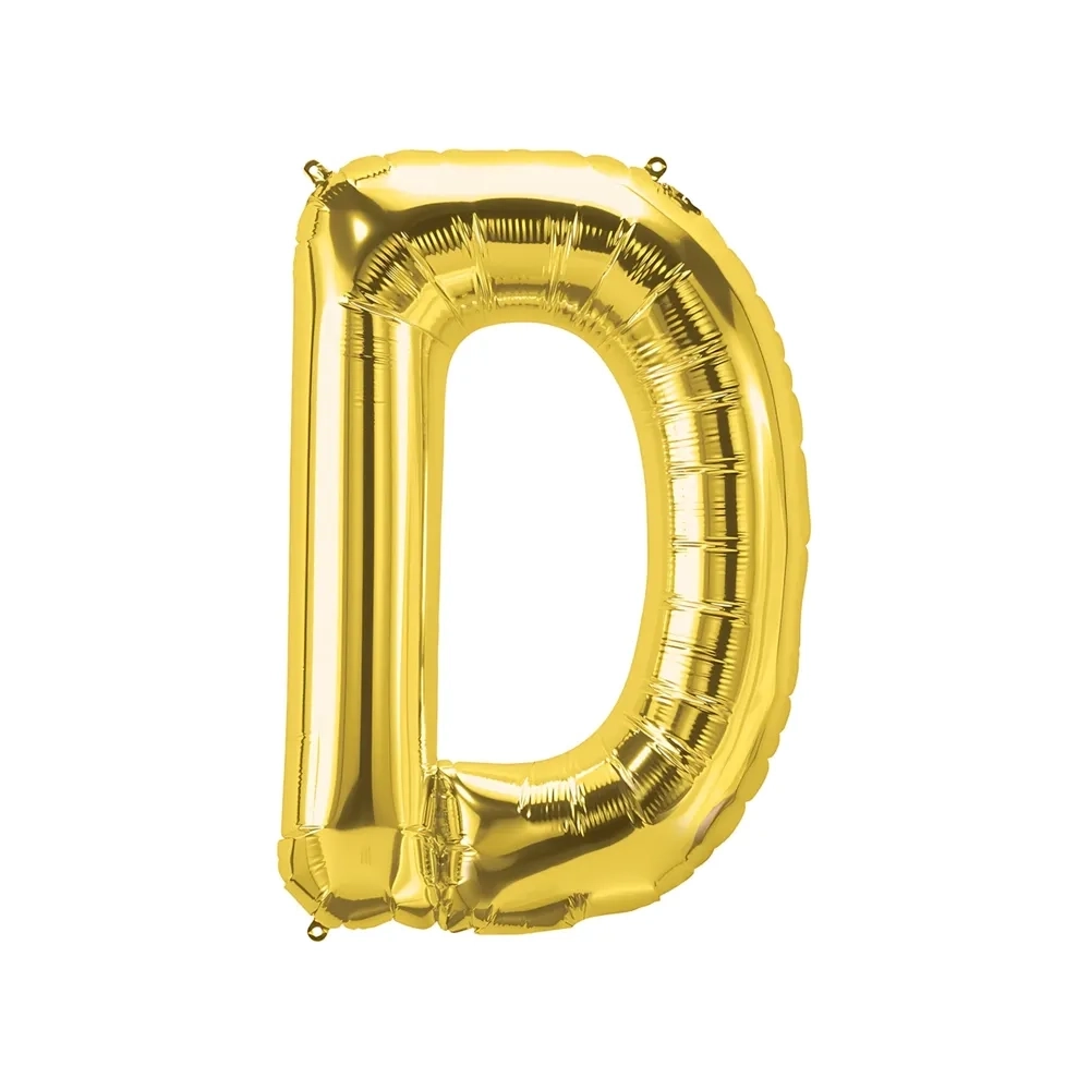 Palloncino Lettera D Oro super shape 40" (101cm) in mylar, 1pz.