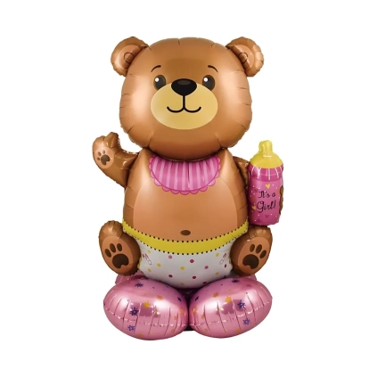 Palloncino Orsacchiotto Rosa Standing mega shape 48" (121cm) in mylar, 1pz.