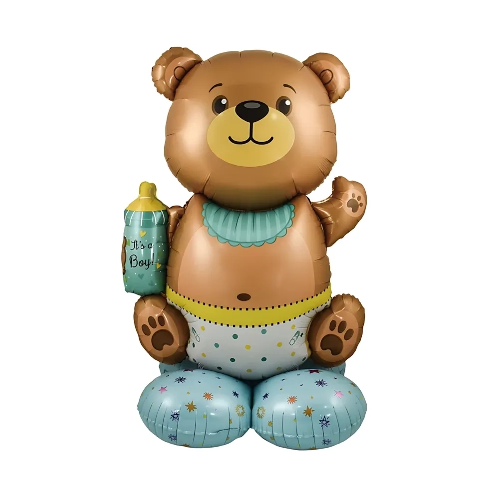 Palloncino Orsacchiotto Celeste Standing mega shape 48" (121cm) in mylar, 1pz.