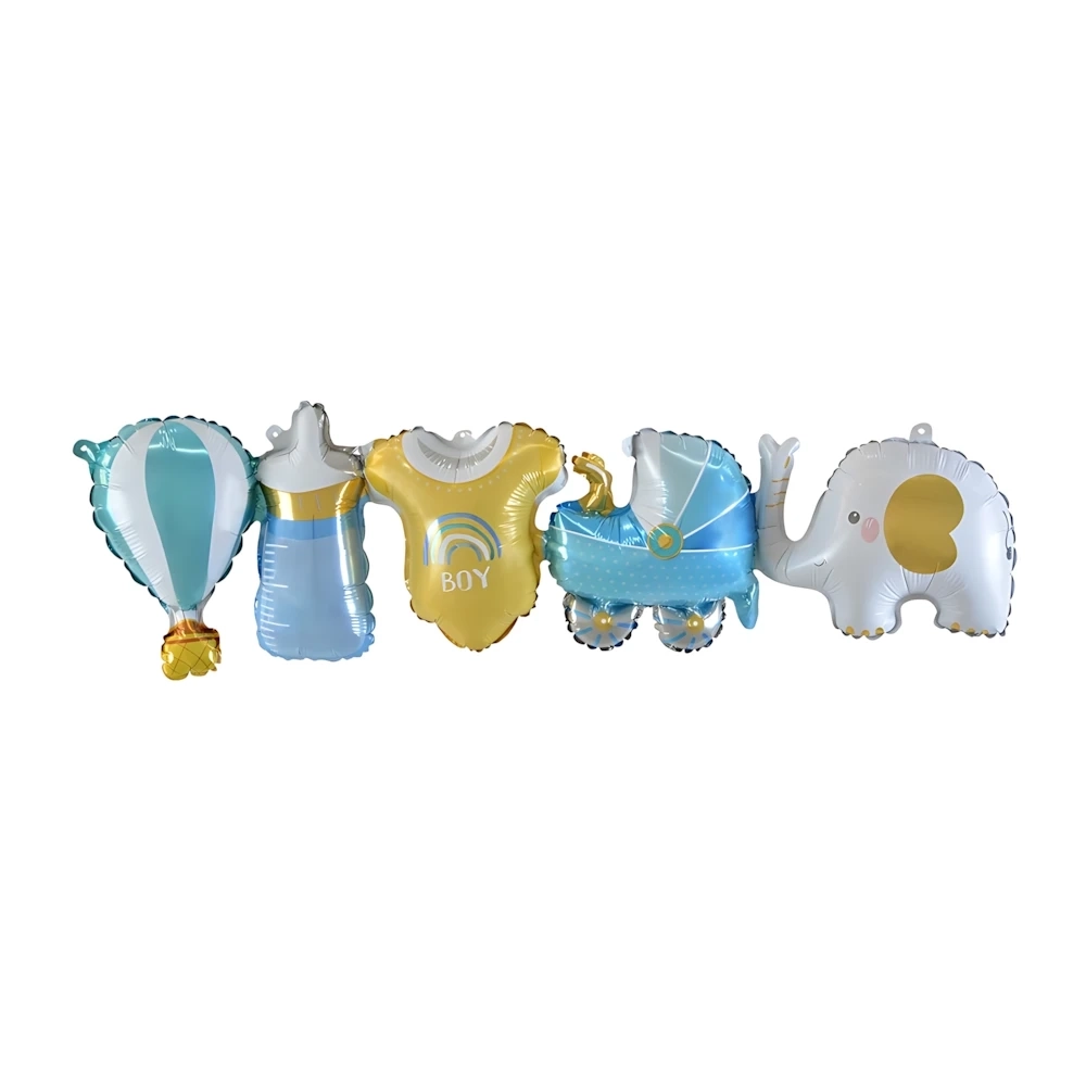 Palloncino Festone Nascita Bimbo con cannuccia nastrini 38"(96cm) in mylar, 1pz.