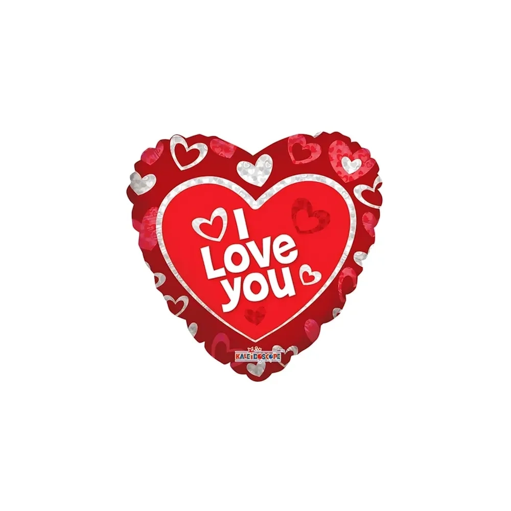 Palloncino I Love You Rosso Cuori Sospesi standard shape 18" (45cm) in mylar, 1pz.
