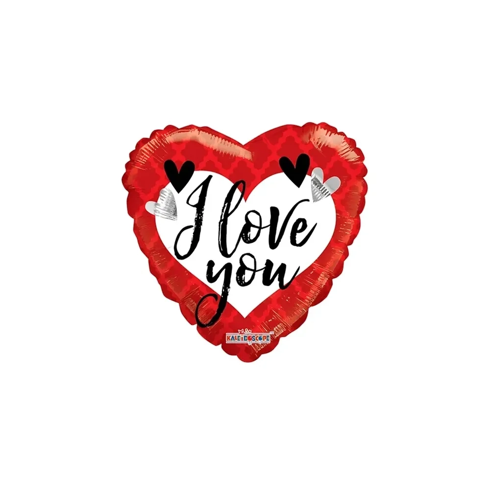 Palloncino I Love You Rosso e Bianco cuore standard shape 18" (45cm) in mylar, 1pz.