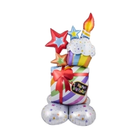 Palloncino Happy Birthday Sorpresa standing mega shape 50" (127cm), 1pz.