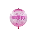 Palloncino Happy Birthday Rosa Sfera standard shape 22" (55cm) in mylar, 1pz.