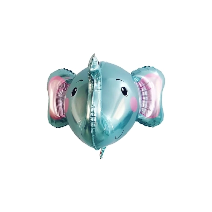 Palloncino Elefante Testa 3D Celeste super shape 25" (63cm) in mylar, 1pz.