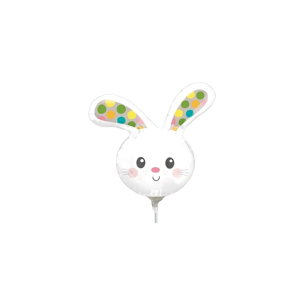 Palloncini testa coniglio con pois mini shape 14" (35cm) in mylar, 5pz.