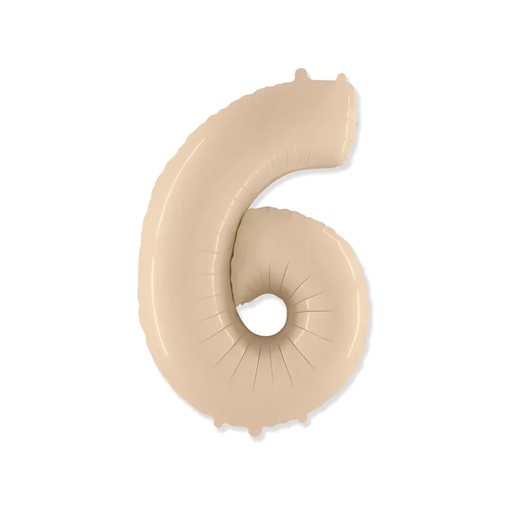 Palloncino numero 6 Crema super shape 40" (101cm) in mylar, 1pz.